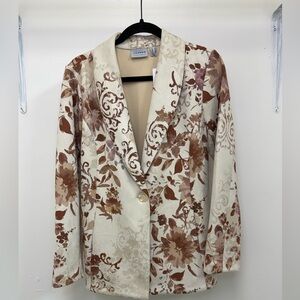 GRAVER Susan Graver Regular Printed Faux Suede Blazer Rosey Floral Small
